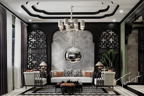 Thiết kế phòng khách mang dấu ấn của phong cách Đông Dương độc đáo