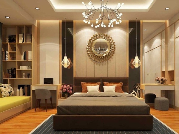 Phòng ngủ cho người mệnh Thổ được thiết kế với nhiều gam màu nâu - nâu cam - nâu vàng