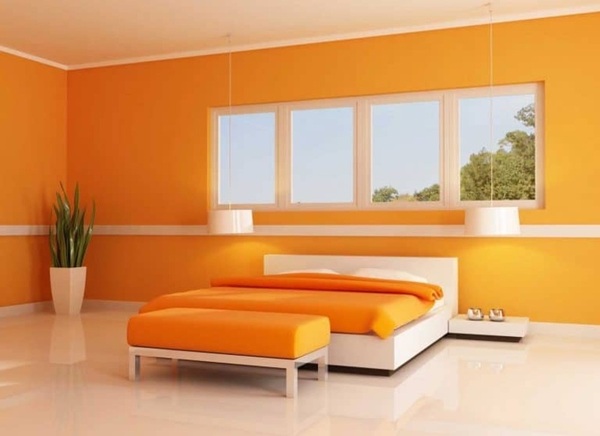 Màu cam rực rỡ trong phòng ngủ sẽ gây ra cảm giác khó ngủ